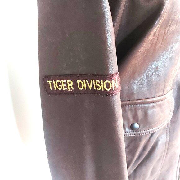 Vintage 18th Tiger Division Leather Bomber Jacket - Size 38/40 - Picture 7 of 13